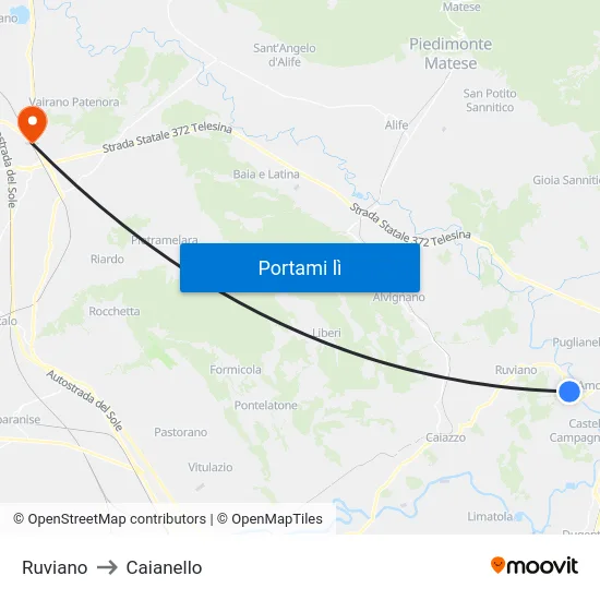 Ruviano to Caianello map