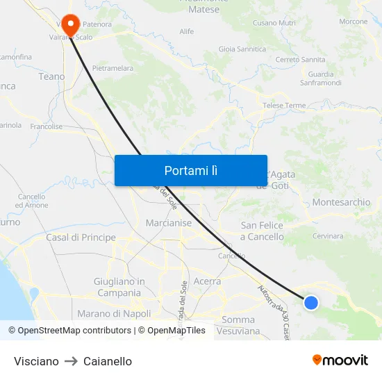 Visciano to Caianello map