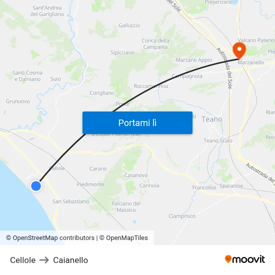 Cellole to Caianello map