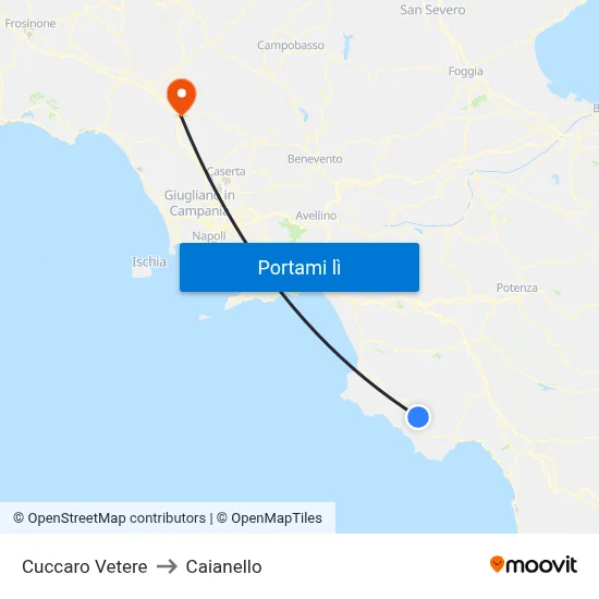 Cuccaro Vetere to Caianello map