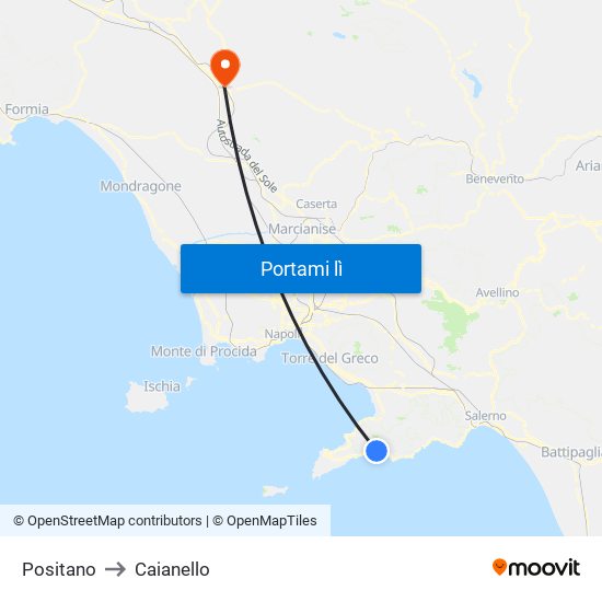 Positano to Caianello map