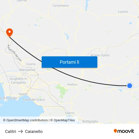 Calitri to Caianello map