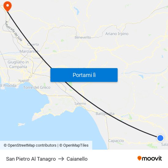 San Pietro Al Tanagro to Caianello map