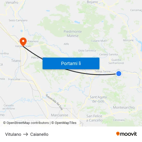 Vitulano to Caianello map