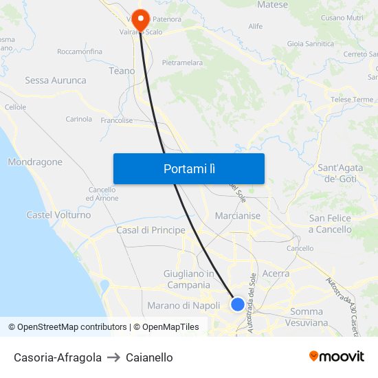Casoria-Afragola to Caianello map