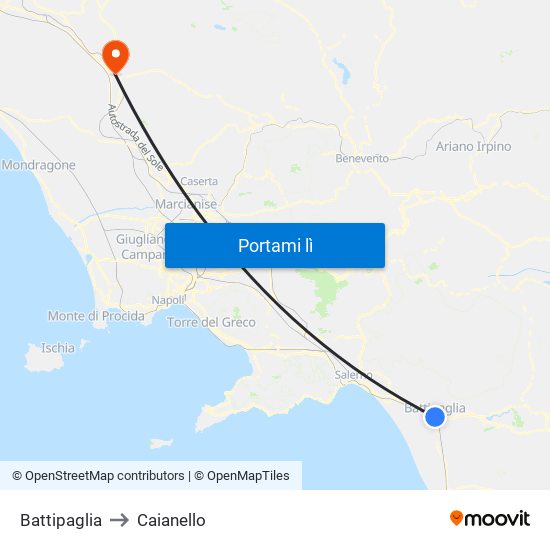 Battipaglia to Caianello map