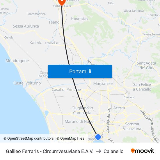 Galileo Ferraris - Circumvesuviana E.A.V. to Caianello map