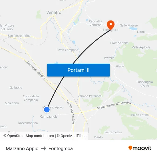 Marzano Appio to Fontegreca map