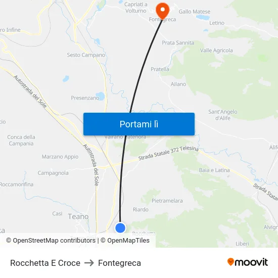 Rocchetta E Croce to Fontegreca map