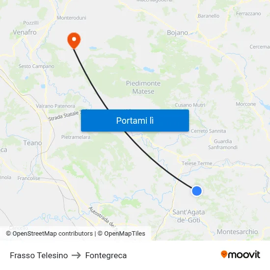 Frasso Telesino to Fontegreca map