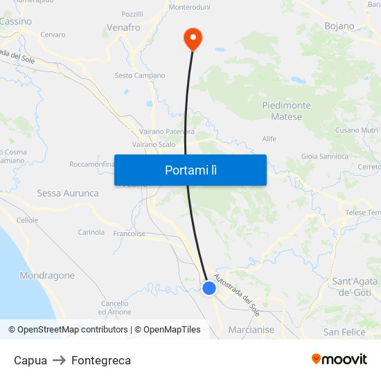 Capua to Fontegreca map