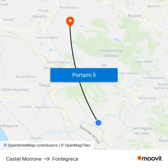 Castel Morrone to Fontegreca map