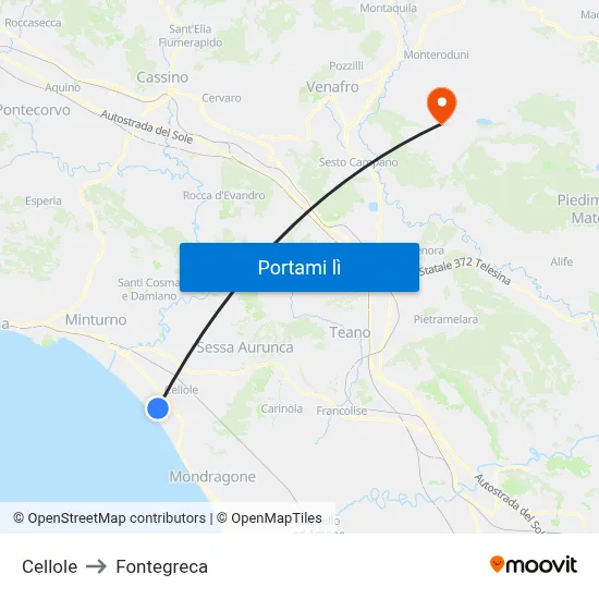 Cellole to Fontegreca map