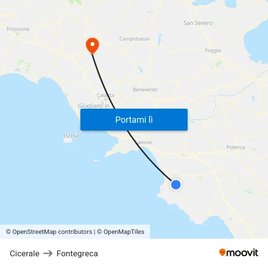 Cicerale to Fontegreca map