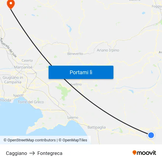 Caggiano to Fontegreca map