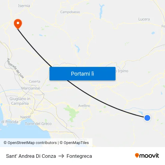 Sant' Andrea Di Conza to Fontegreca map