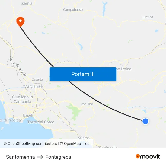 Santomenna to Fontegreca map