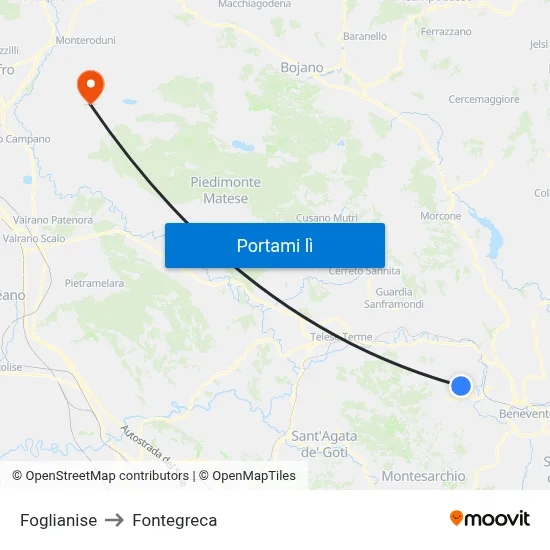 Foglianise to Fontegreca map