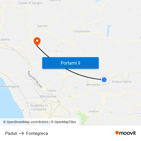 Paduli to Fontegreca map
