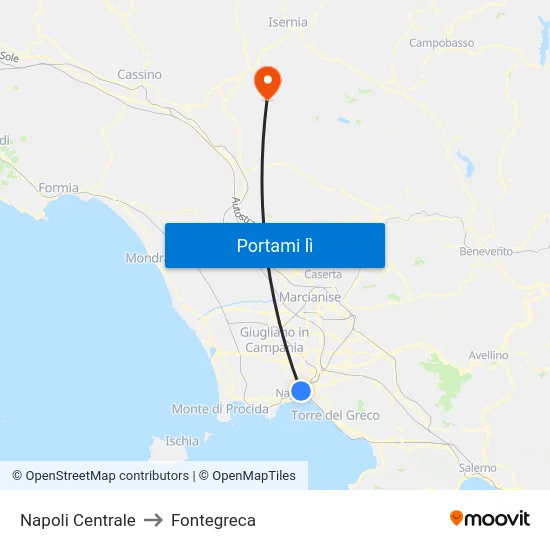 Napoli Centrale to Fontegreca map