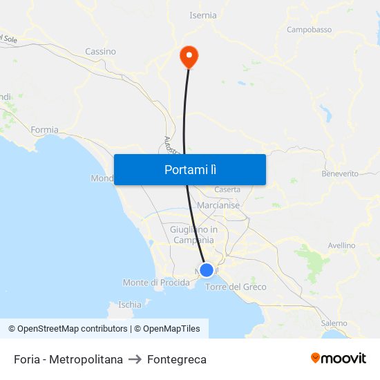 Foria - Metropolitana to Fontegreca map