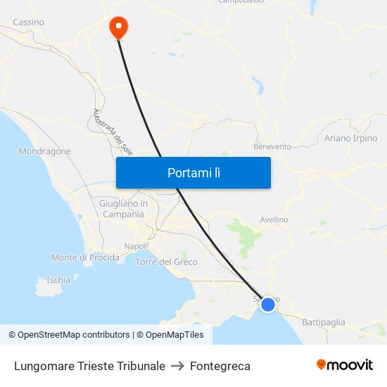 Lungomare Trieste Tribunale to Fontegreca map