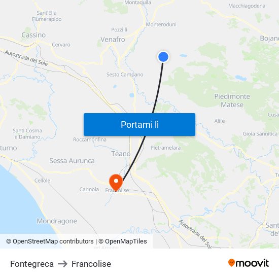 Fontegreca to Francolise map