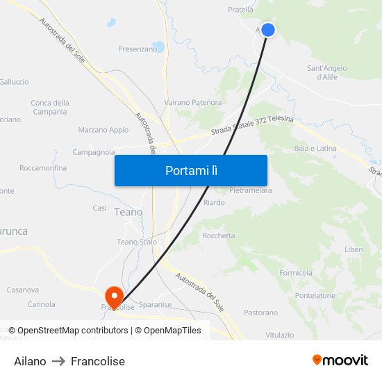 Ailano to Francolise map