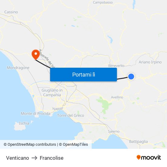 Venticano to Francolise map