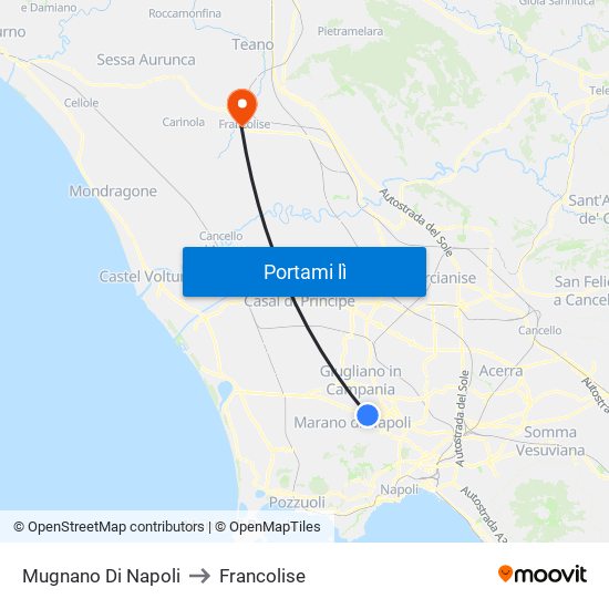 Mugnano Di Napoli to Francolise map