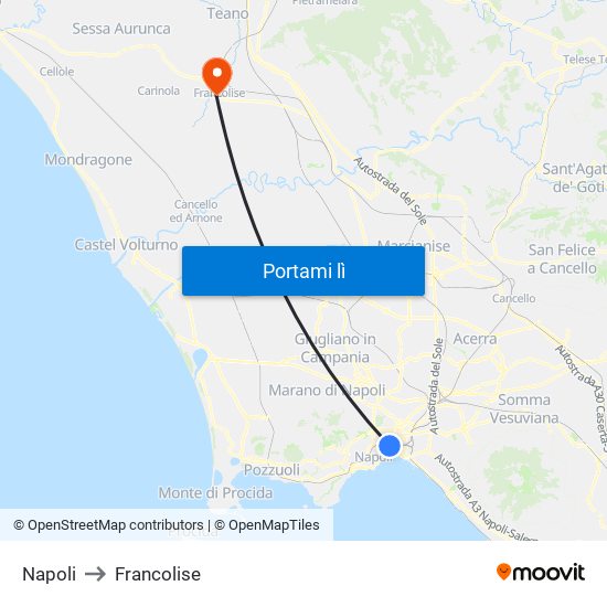 Napoli to Francolise map