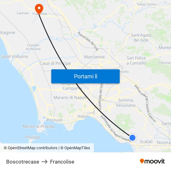 Boscotrecase to Francolise map