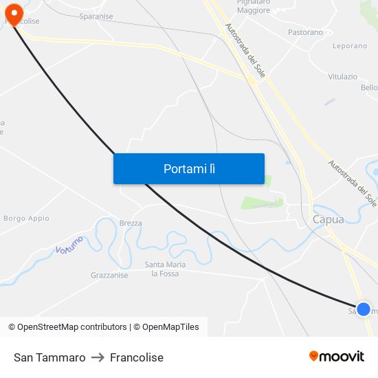 San Tammaro to Francolise map