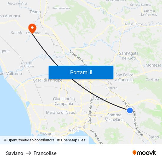 Saviano to Francolise map