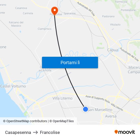 Casapesenna to Francolise map