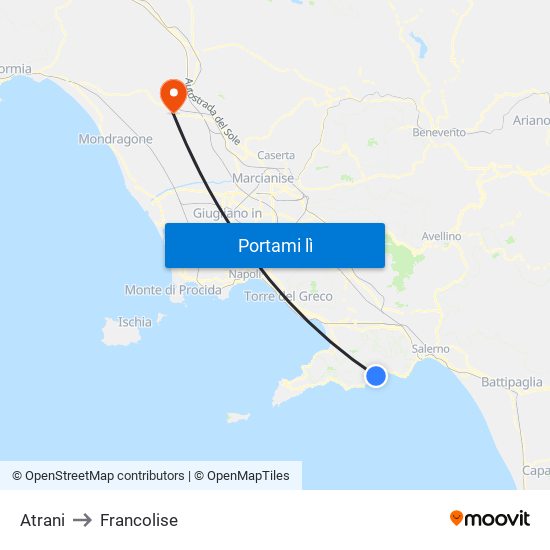 Atrani to Francolise map