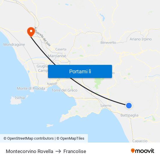 Montecorvino Rovella to Francolise map