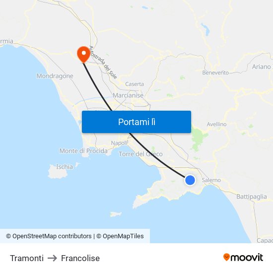 Tramonti to Francolise map