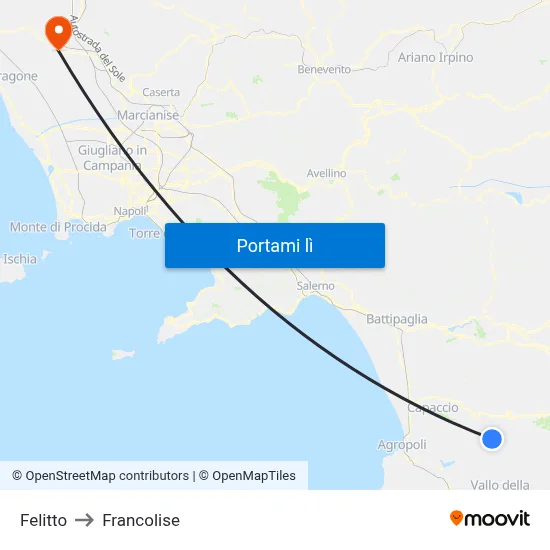 Felitto to Francolise map
