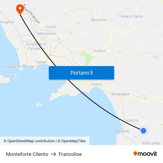 Monteforte Cilento to Francolise map
