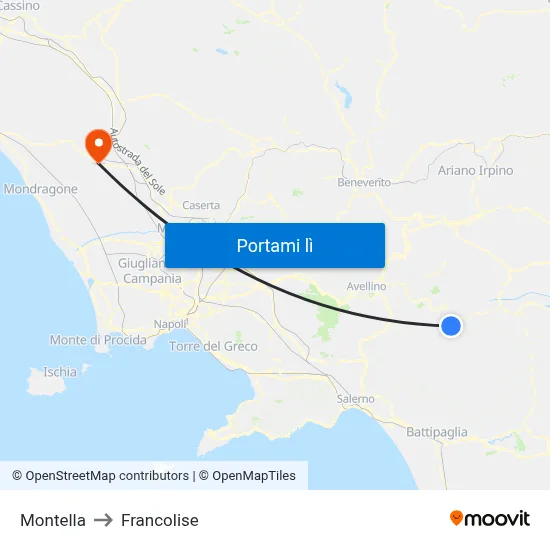 Montella to Francolise map