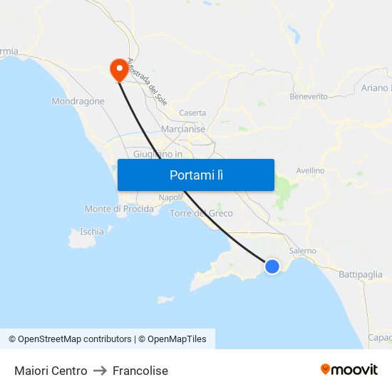 Maiori Centro to Francolise map