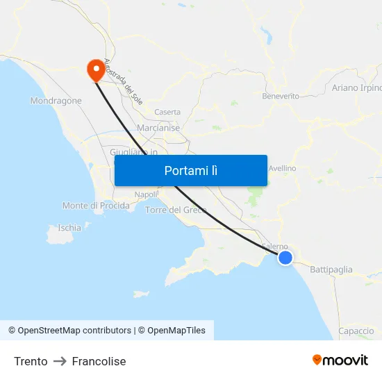 Trento to Francolise map