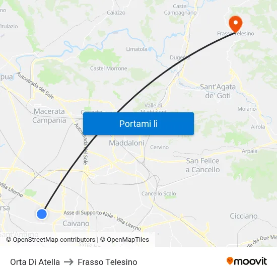 Orta Di Atella to Frasso Telesino map