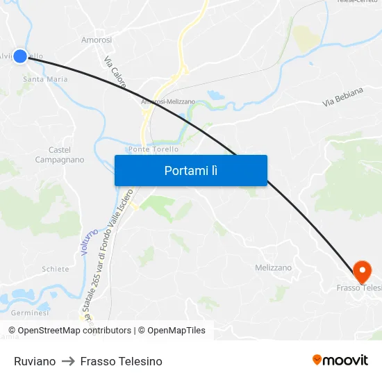 Ruviano to Frasso Telesino map