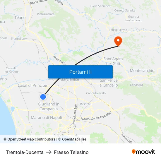 Trentola-Ducenta to Frasso Telesino map