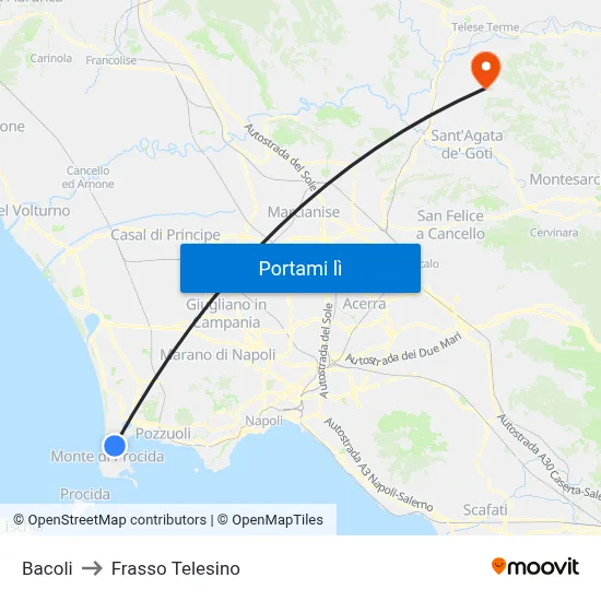 Bacoli to Frasso Telesino map