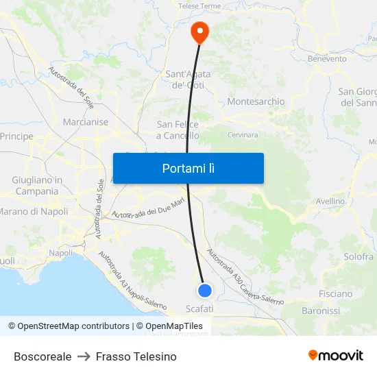 Boscoreale to Frasso Telesino map