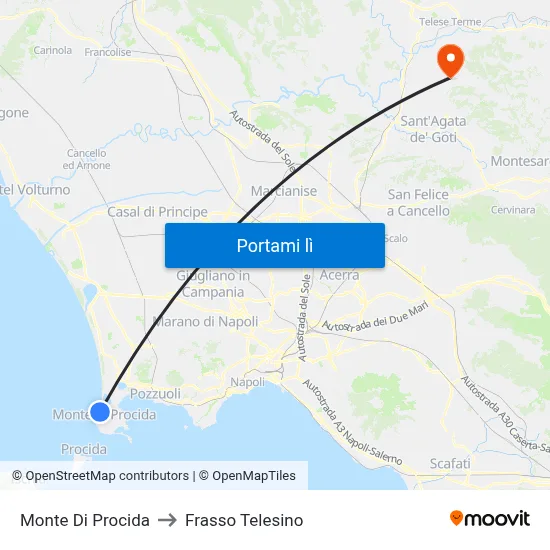 Monte Di Procida to Frasso Telesino map
