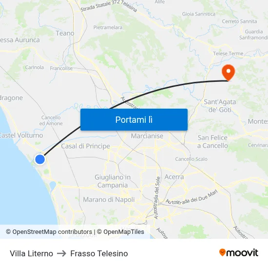 Villa Literno to Frasso Telesino map